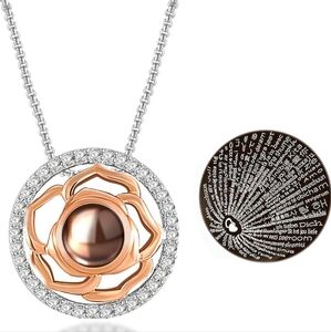 Elegant Rose Gold and Silver Necklace 100 ove Languages
